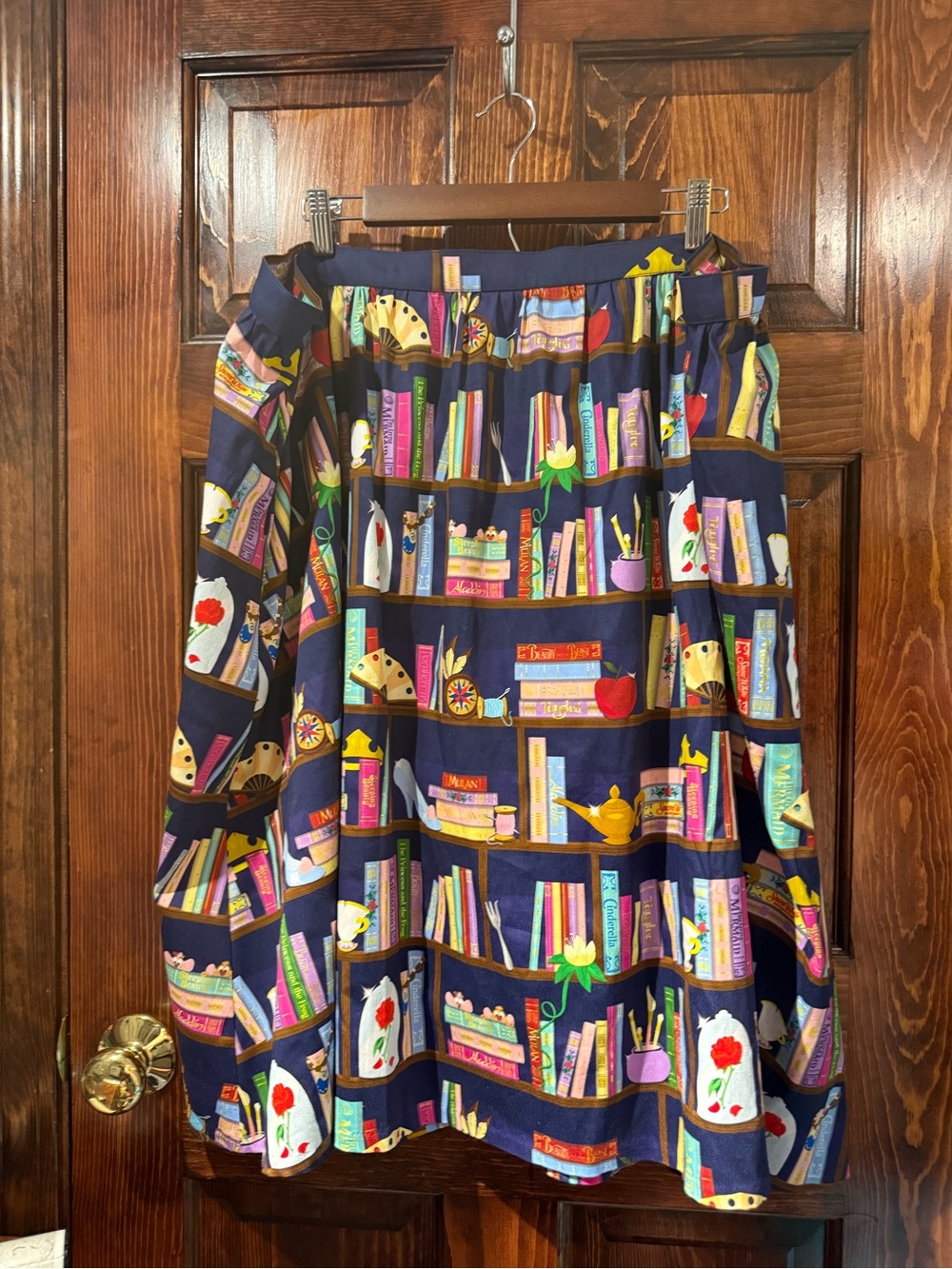 Disney’s A-Line Skirt with princesses Bookshelf Print